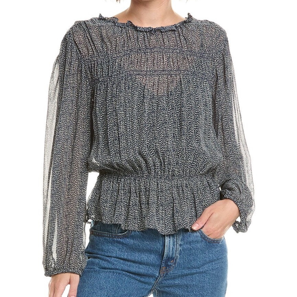 Velvet by Graham & Spencer Navy and White Blen top Size M